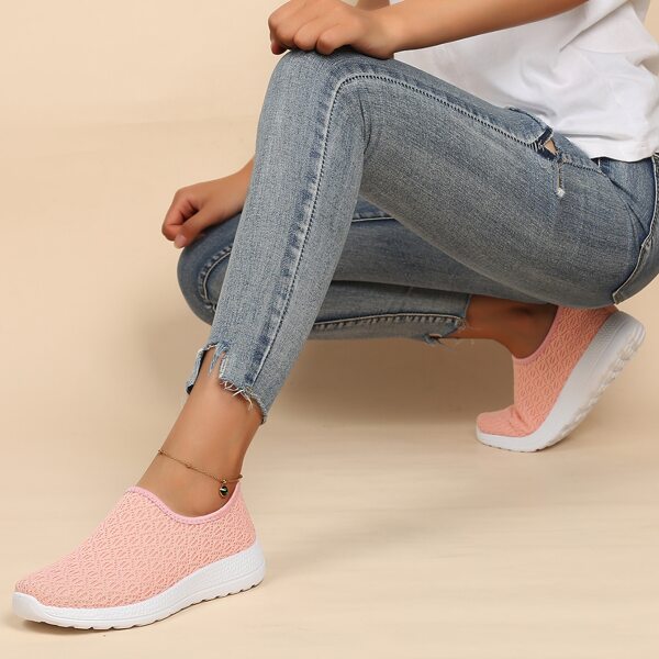 

Knit Detail Slip On Sneakers, Pink