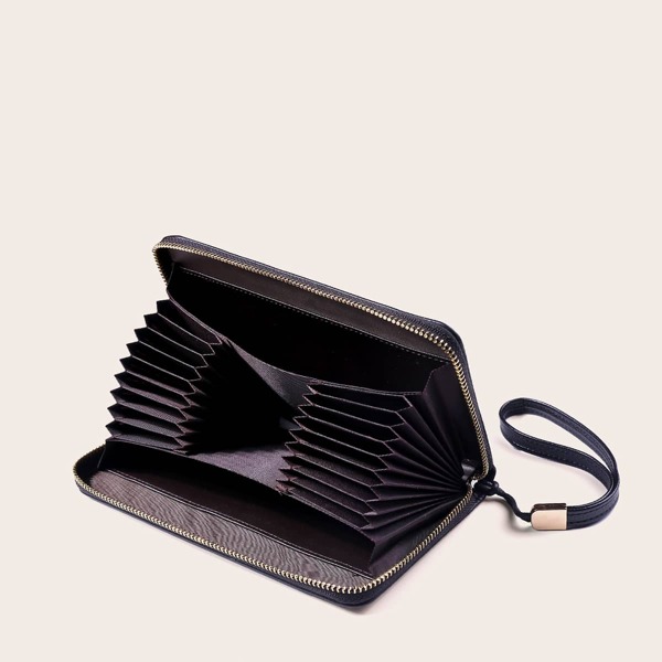 

Men Letter Embossed Long Wallet, Black