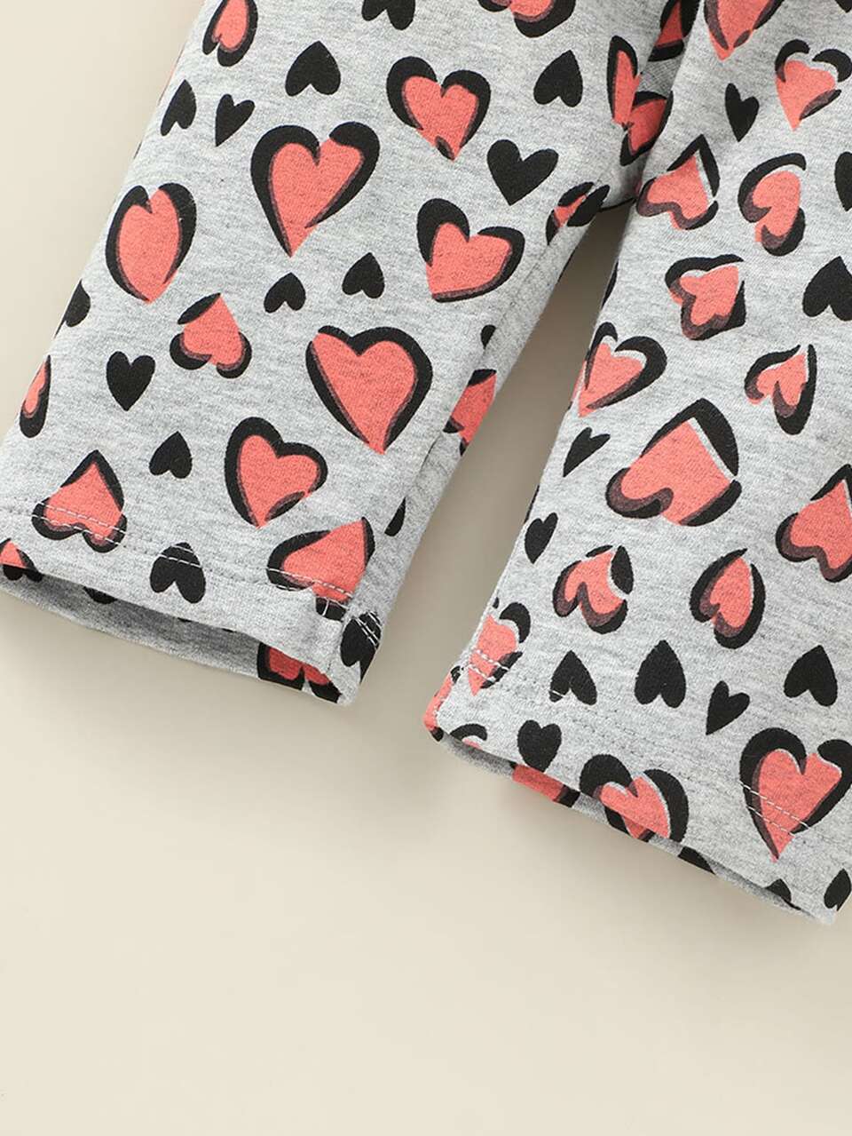 Baby Ruffle Trim Zip Up Hoodie & Heart Print Pants