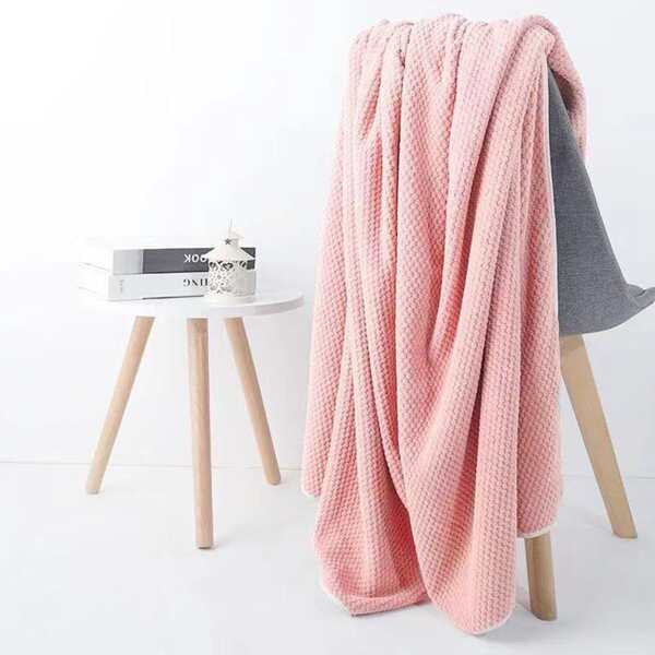 

1pc Plain Bath Towel, Pink