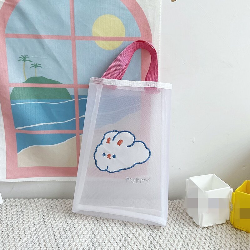 

Cartoon Graphic Tote Bag, White