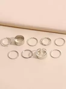 9pcs Butterfly Decor Ring - Silver - View 3