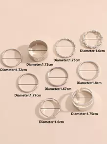 9pcs Butterfly Decor Ring - Silver - View 4