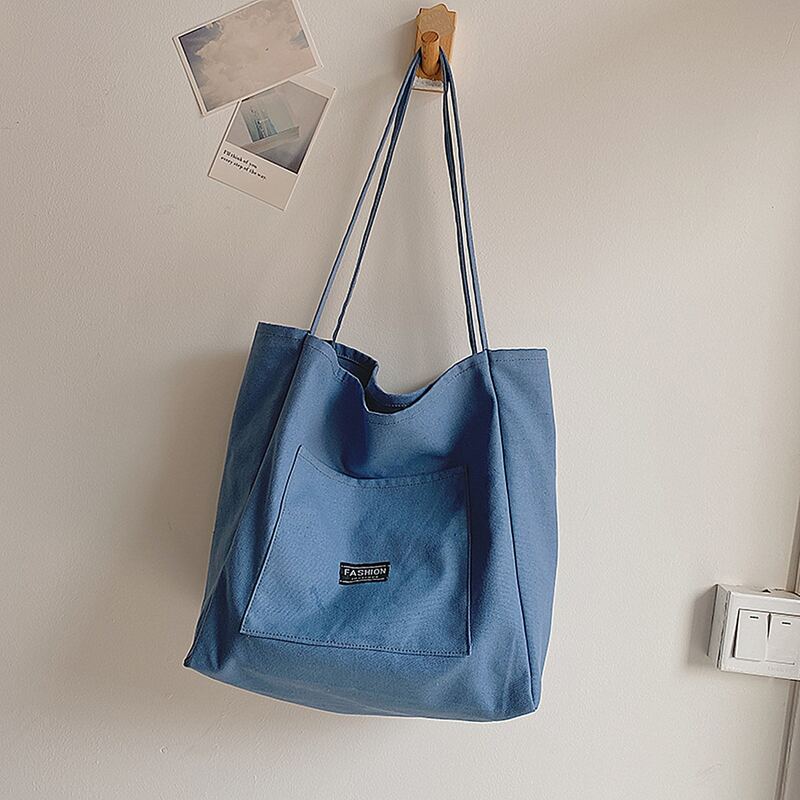 

Minimalist Pocket Front Shoulder Tote Bag, Blue