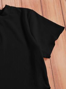 Breezaya Rib-knit Crop Tee With Belted Skirt - Multicolor - View 3