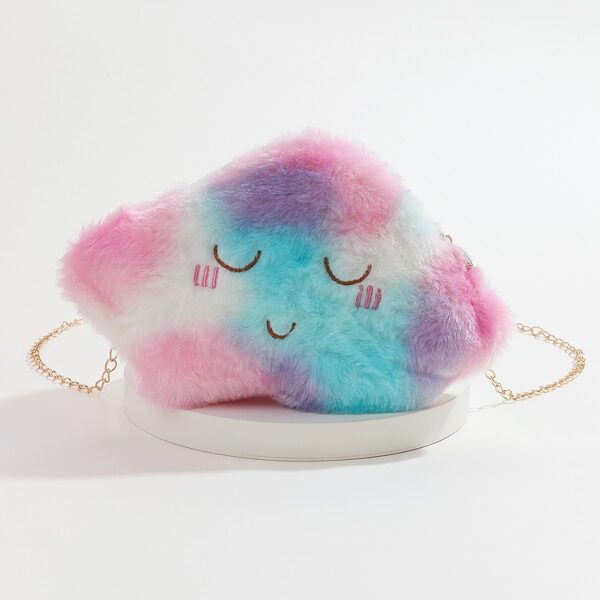 

Tie Dye Cartoon Design Fluffy Chain Crossbody Bag, Multicolor