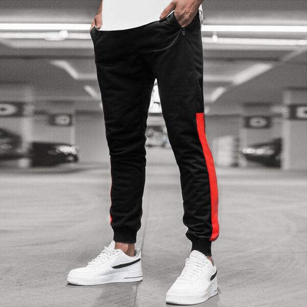 

Men Colorblock Slant Pocket Sweatpants, Black
