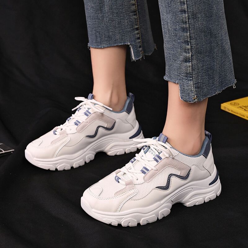 

Lace-up Front Mesh Panel Sneakers, White