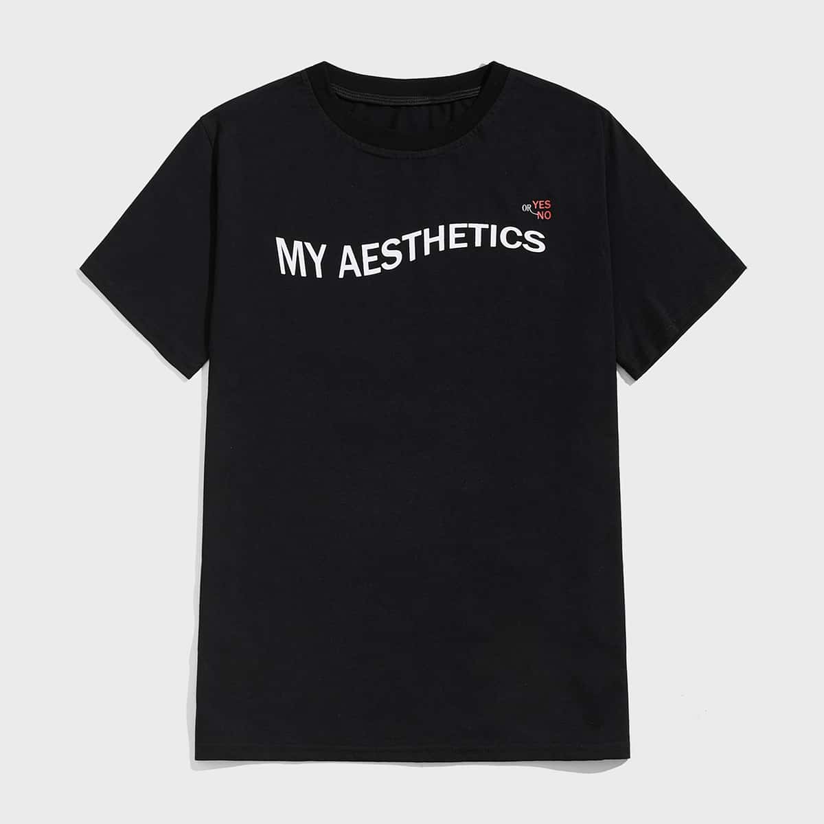 

Guys Letter Plaid Tee, Black