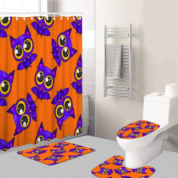 

1pc Halloween Bat Print Bath Mat Or Shower Curtain, Multicolor