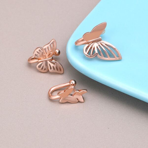 

3pcs Butterfly Decor Nose Cuff, Gold