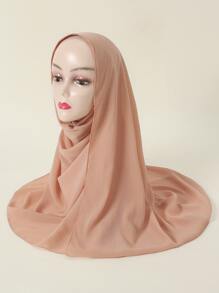 وشاح بلون موحد 1 قطعة - وردي المرجاني - مشاهدة 2