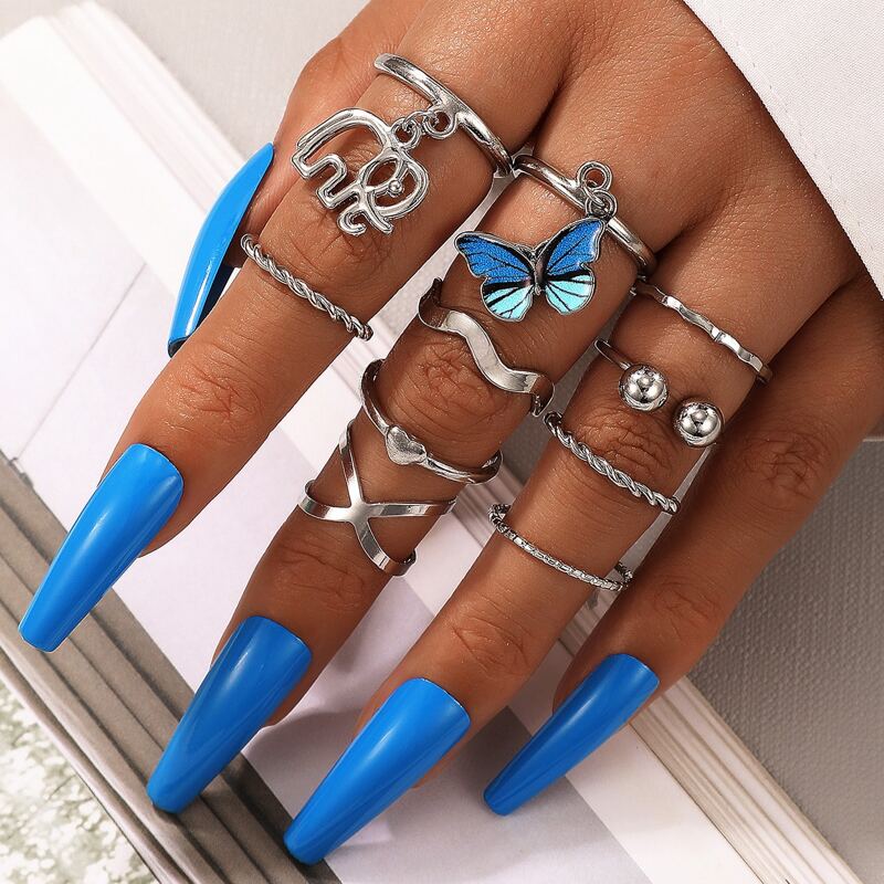 

10pcs Butterfly Decor Ring, Silver