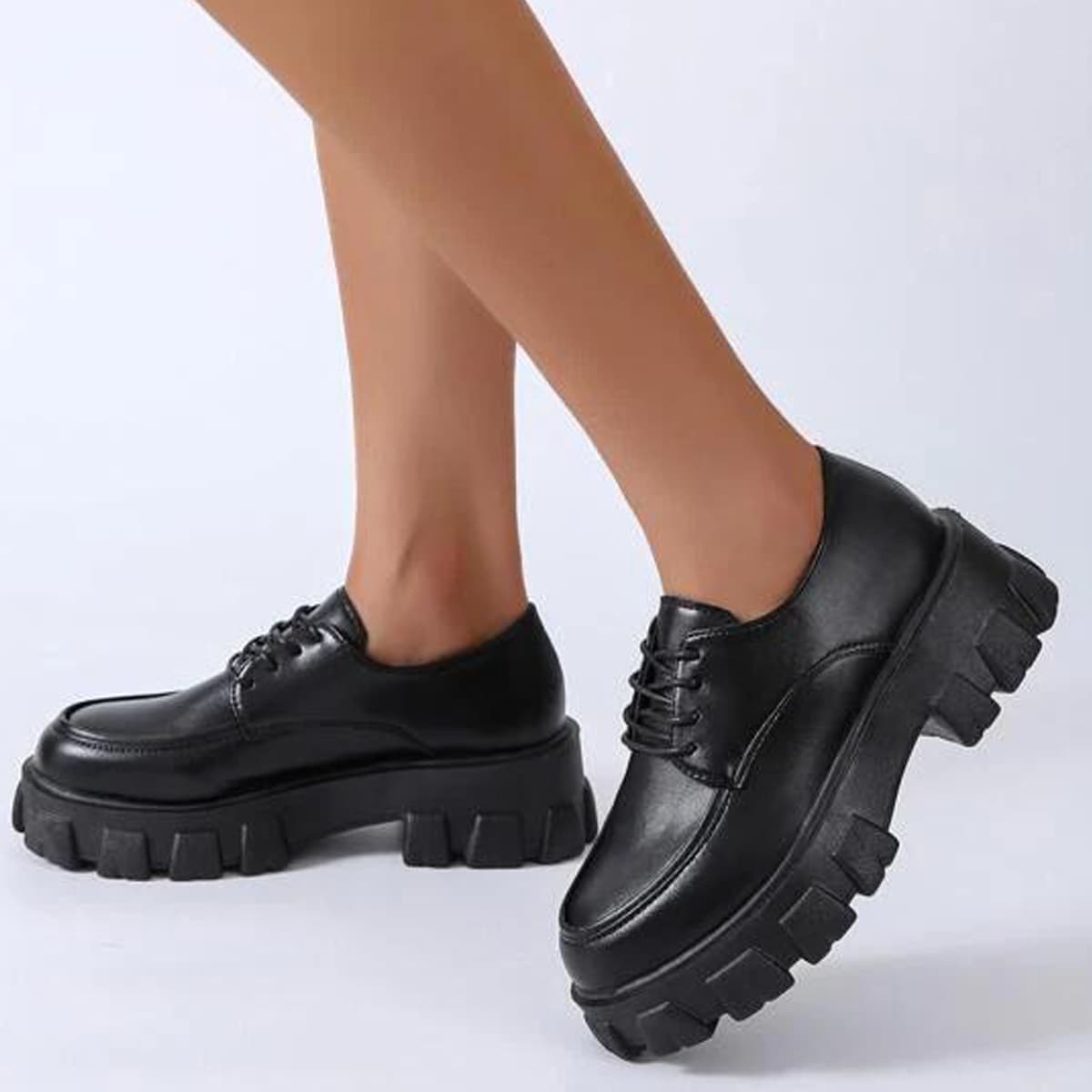

Lace-up Front Platform Oxfords, Black