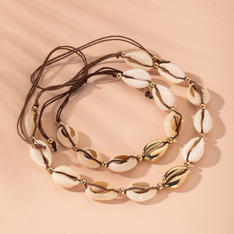 

1pc Shell Decor Necklace & 1pc Bracelet, Gold