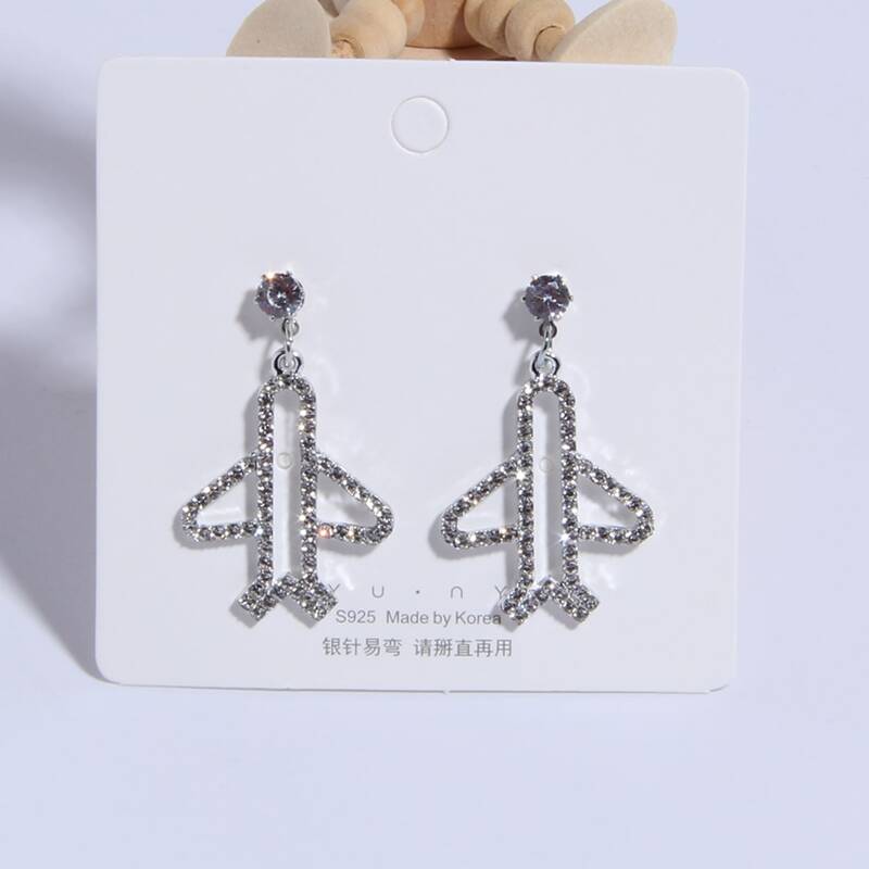 

Rhinestone Decor Earrings, Silver