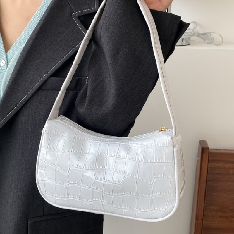 

Croc Embossed Shoulder Bag, White