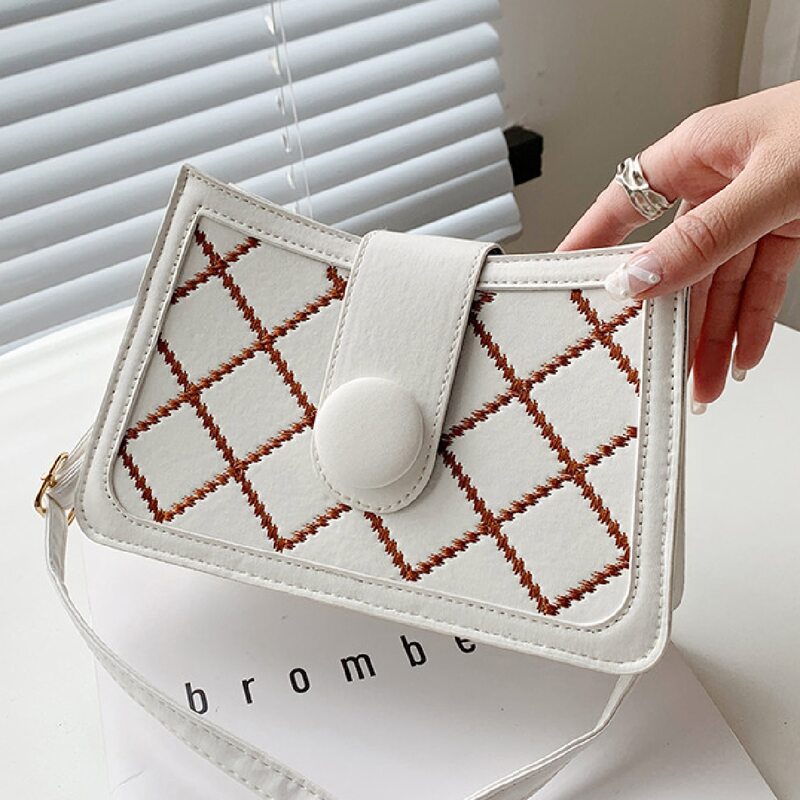 

Snap Button Crossbody Bag, White