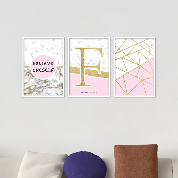 

3pcs Slogan Graphic Unframed Painting, Multicolor