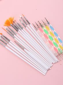 美甲套刷,15入組美甲刷和5入組指甲點鑽筆,美甲拋光筆工具,適用於家庭使用和專業美甲沙龍