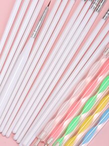 美甲套刷,15入組美甲刷和5入組指甲點鑽筆,美甲拋光筆工具,適用於家庭使用和專業美甲沙龍