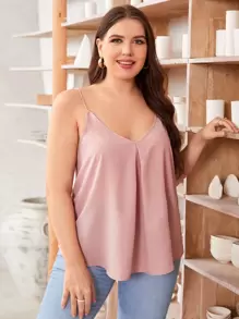 SHEIN LUNE 大碼素色吊帶上衣 - 藕粉色 - 查看 1