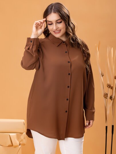 Modelyn Casual Vlak Grote maat blouse Voorpand met Knoopjes