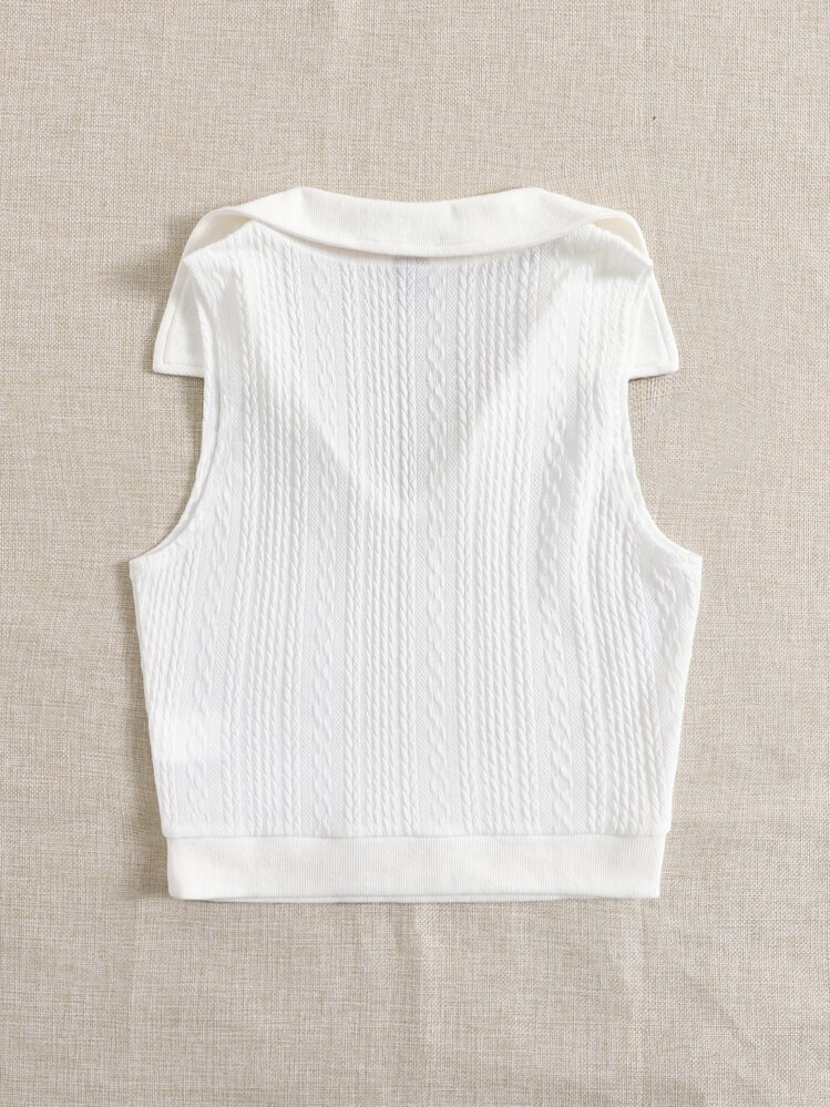 SHEIN EZwear Solid Textured Tank Top - White - View 2