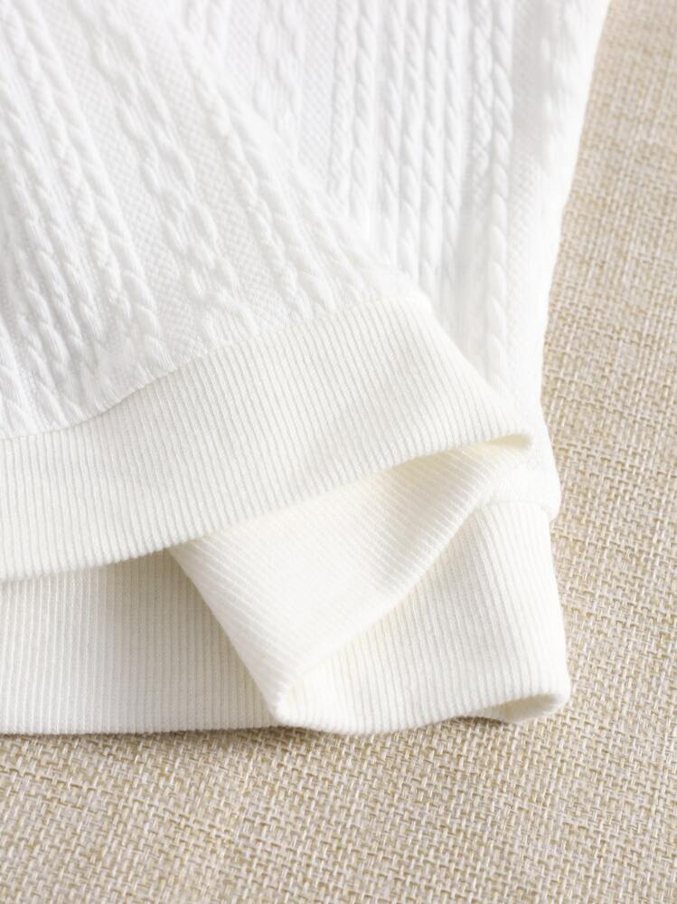 SHEIN EZwear Solid Textured Tank Top - White - View 5