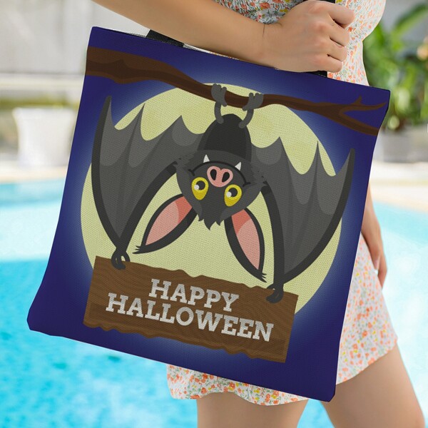 

Halloween Graphic Linen Shopper Bag, Multicolor