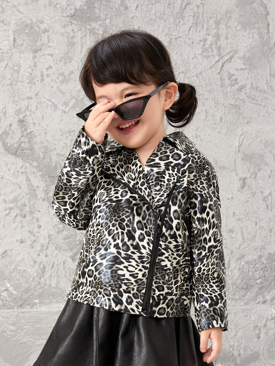 Toddler Girls Leopard Print Moto Jacket