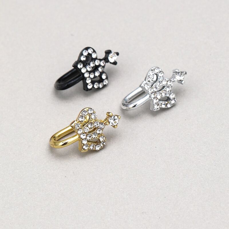 

3pcs Rhinestone Decor Nose Ring, Multicolor