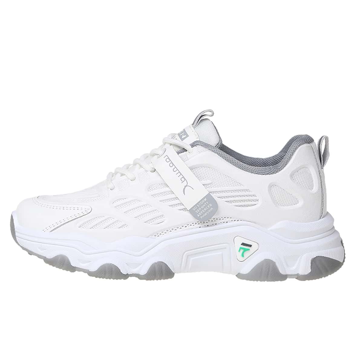

Letter Detail Mesh Panel Lace-up Front Sneakers, White