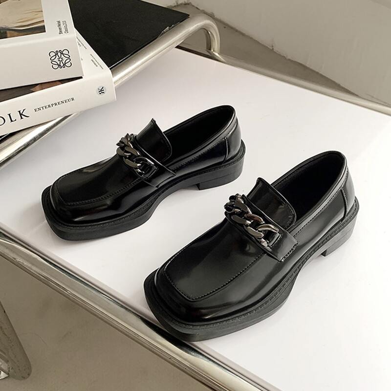 

Metal Decor Flat Loafers, Black