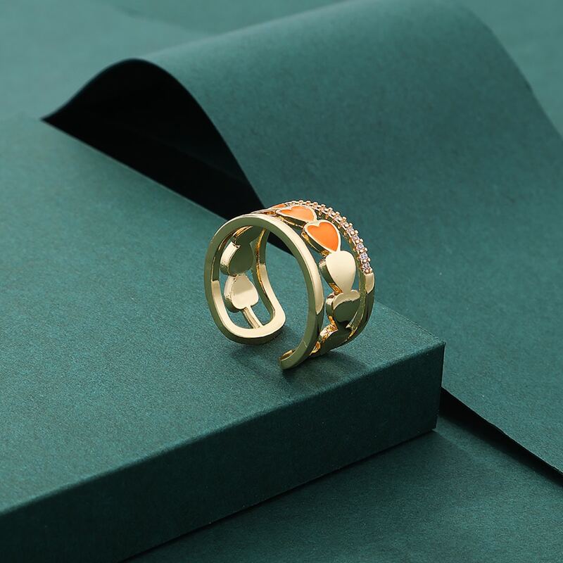 

1pc Heart Cuff Ring, Orange