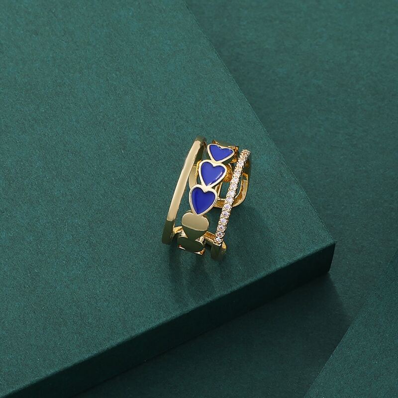 

1pc Heart Cuff Ring, Navy blue