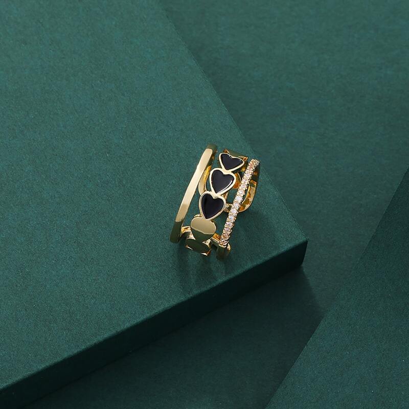 

1pc Heart Cuff Ring, Black