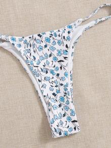 SHEIN Swim Summer Beach Ditsy Floral Bikini Set Triangle Bra & Thong Bottom 2 Piece Bathing Suit - Multicolor - View 5