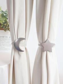 2 cái Mặt Trăng & Ngôi Sao Khóa Rèm Mùa Xuân - Bạc - Xem 1