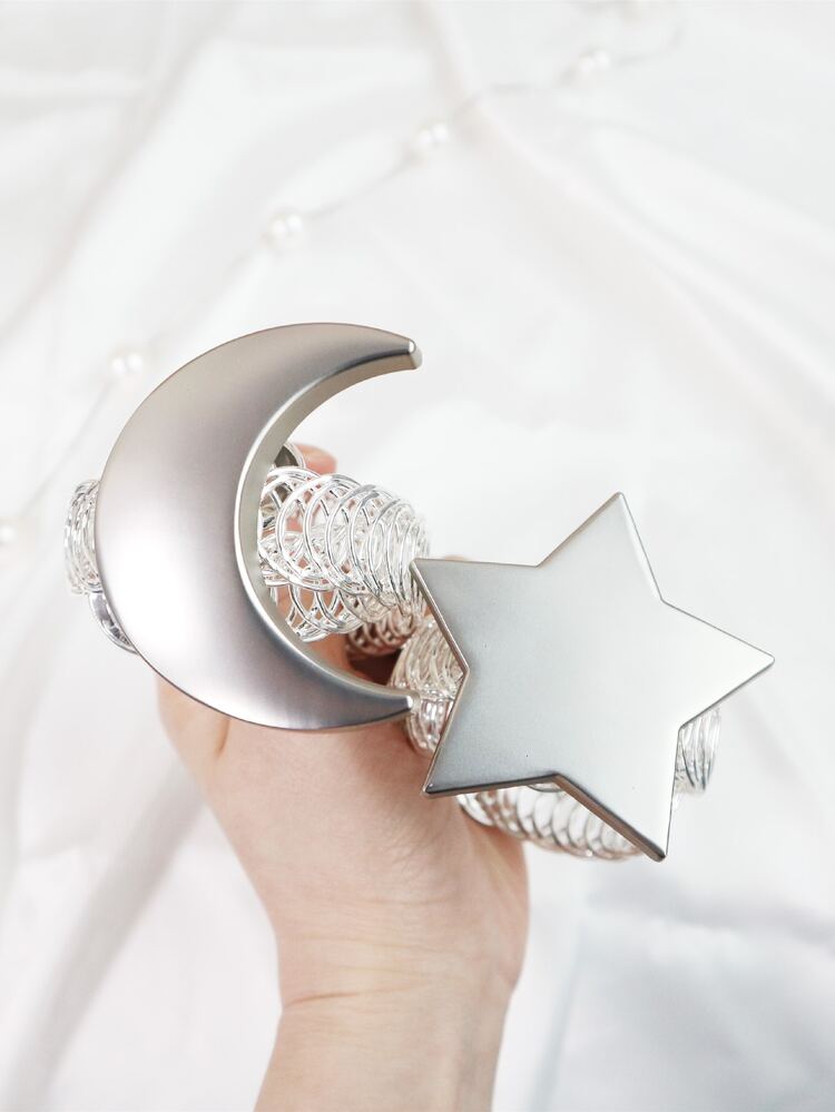 2 cái Mặt Trăng & Ngôi Sao Khóa Rèm Mùa Xuân - Bạc - Xem 2