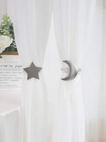 2 cái Mặt Trăng & Ngôi Sao Khóa Rèm Mùa Xuân - Bạc - Xem 5