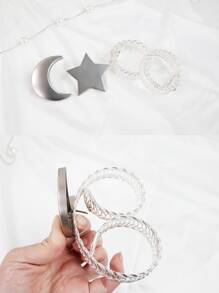 2 cái Mặt Trăng & Ngôi Sao Khóa Rèm Mùa Xuân - Bạc - Xem 8