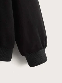 SHEIN Tween Girl Letter Graphic Drop Shoulder Pullover - Black - View 4