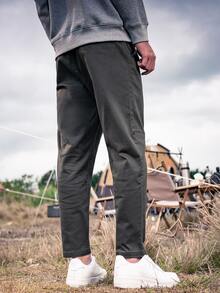 Quần Nam Túi màu trơn Giải trí - Màu xám đen - Xem 2