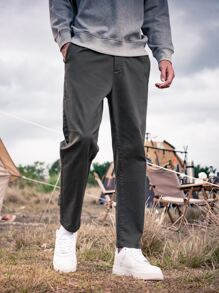 Quần Nam Túi màu trơn Giải trí - Màu xám đen - Xem 4