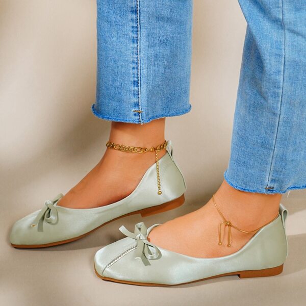 

Bow & Rhinestone Decor Ballet Flats, Green