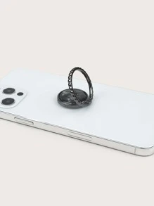 大理石圖案手機指環扣 - 黑色 - 查看 4