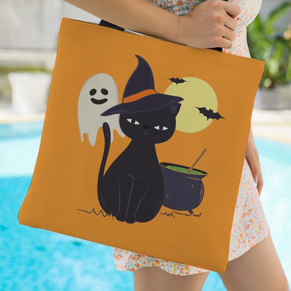 

Halloween Cartoon Graphic Shopper Bag, Multicolor