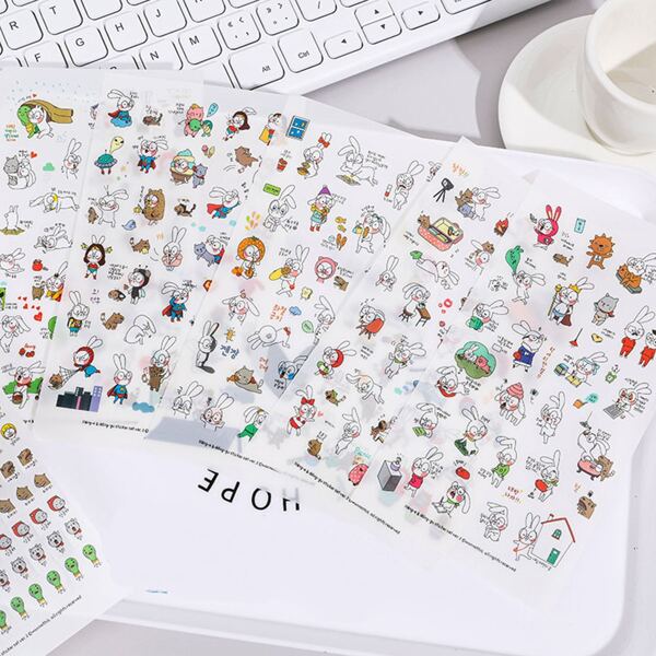 

6sheets Cartoon Graphic Random Sticker, Multicolor