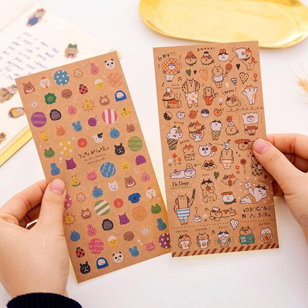 

6sheets Cartoon Graphic Random Sticker, Multicolor